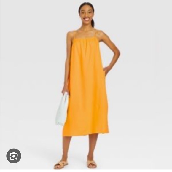 Dresses & Skirts - Yellow Orange Target A New Day Linen Blend Spring Summer Beach Dress